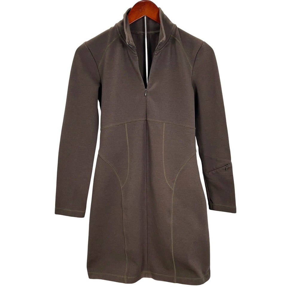 Athleta‎ Brown Quarter Zip Long Sleeve Athleisure Athletic Dress Small